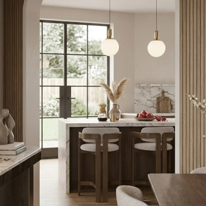Amica Linen Ash Wood Counter Stool - Image 3