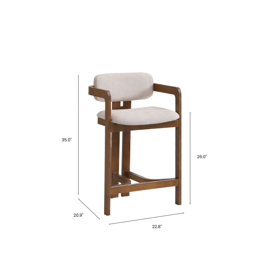 Amica Linen Ash Wood Counter Stool - Image 8