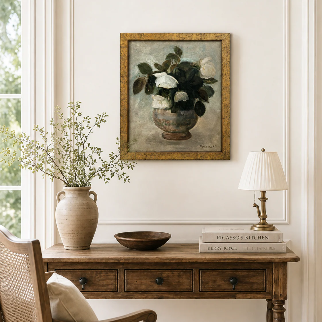 Antique Rose Framed Linen Art - Image 2