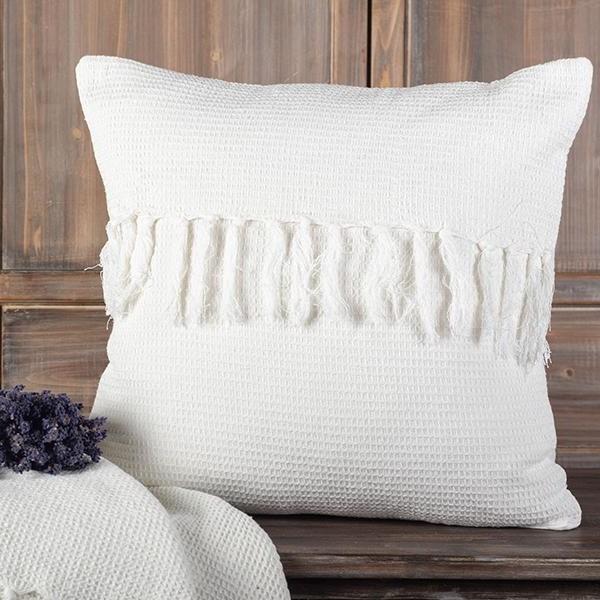 Anya Waffle Fringe Cushion 18"x18" - Image 2