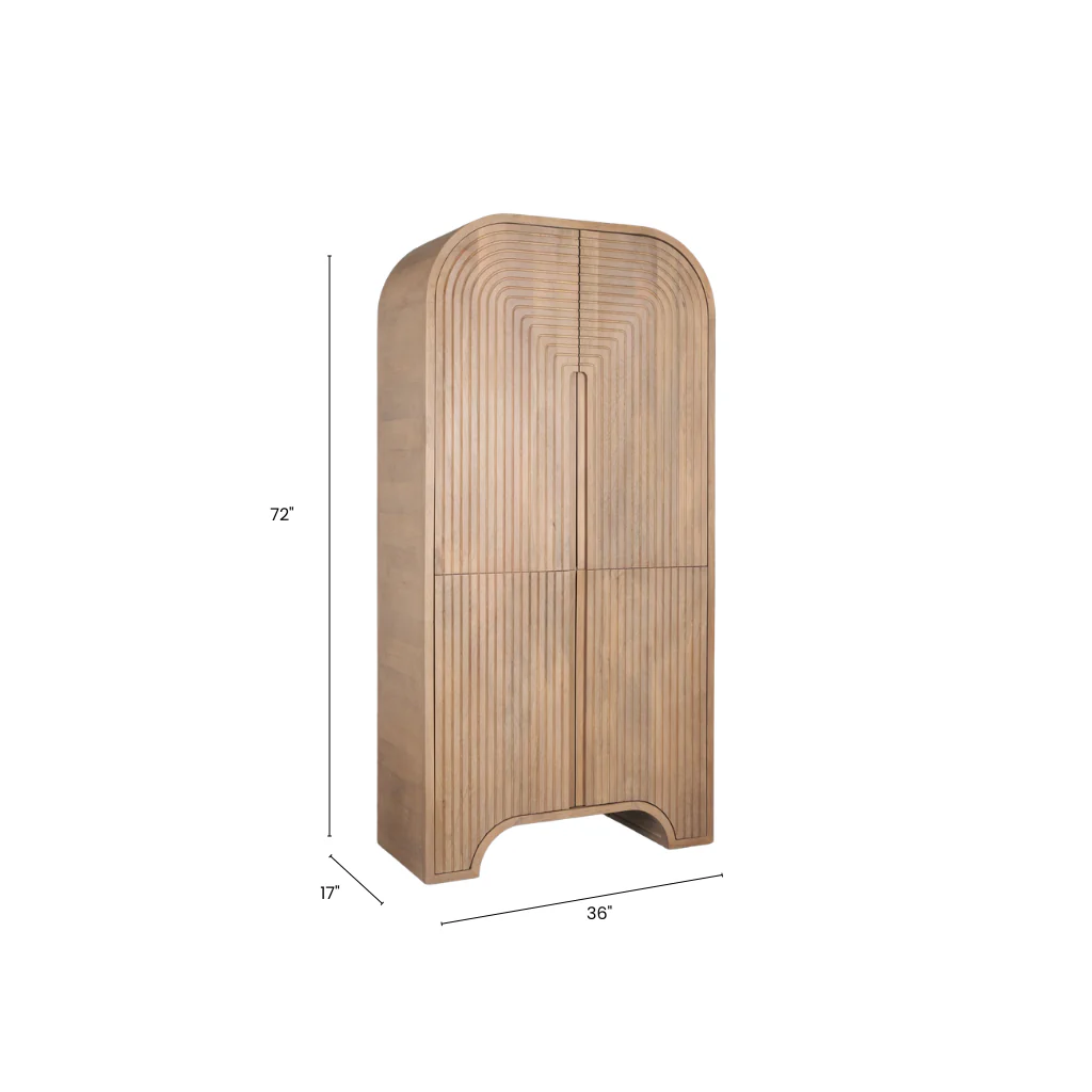 Arco Fluted Mango Wood Curio Cabinet - Image 11
