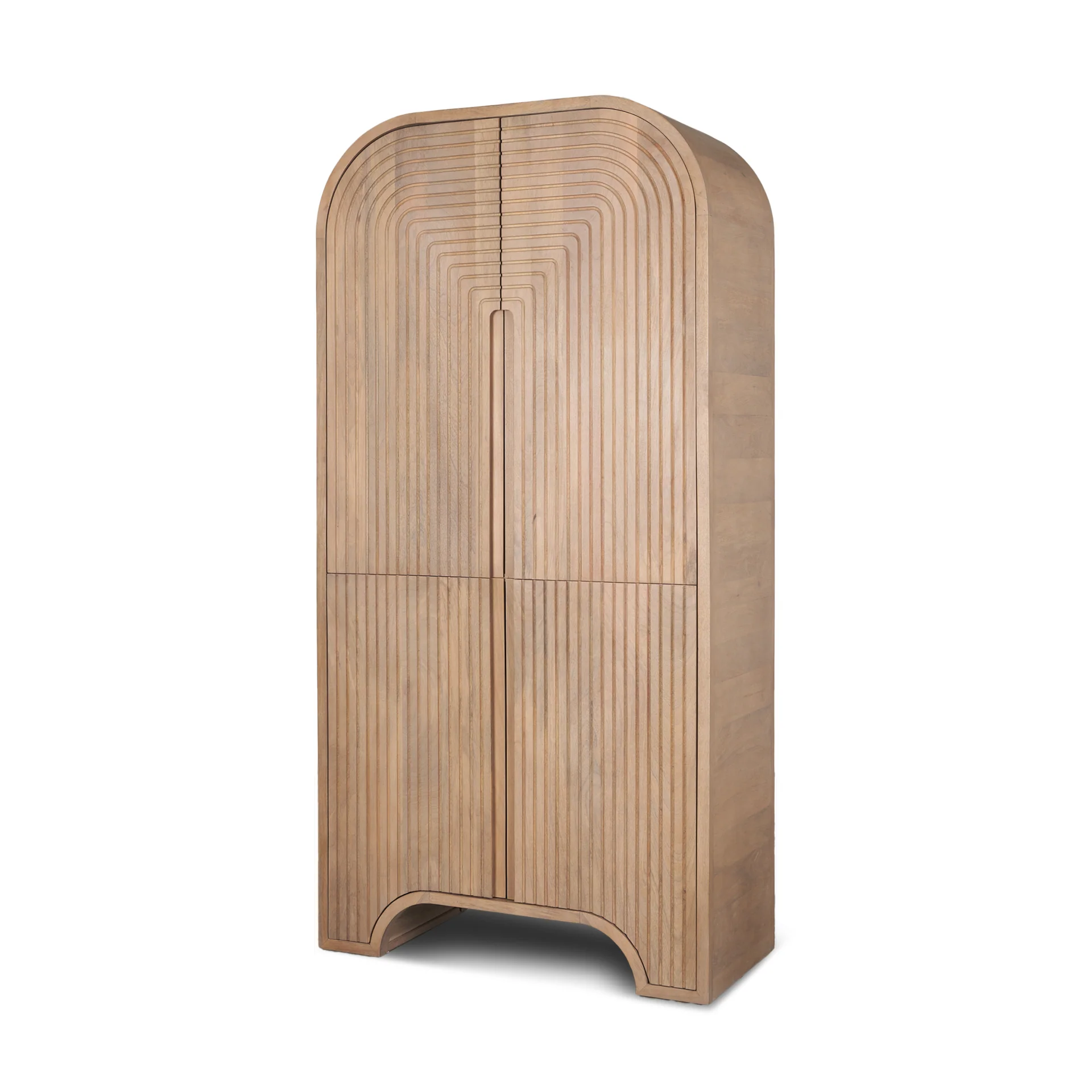 Arco Fluted Mango Wood Curio Cabinet - Image 3