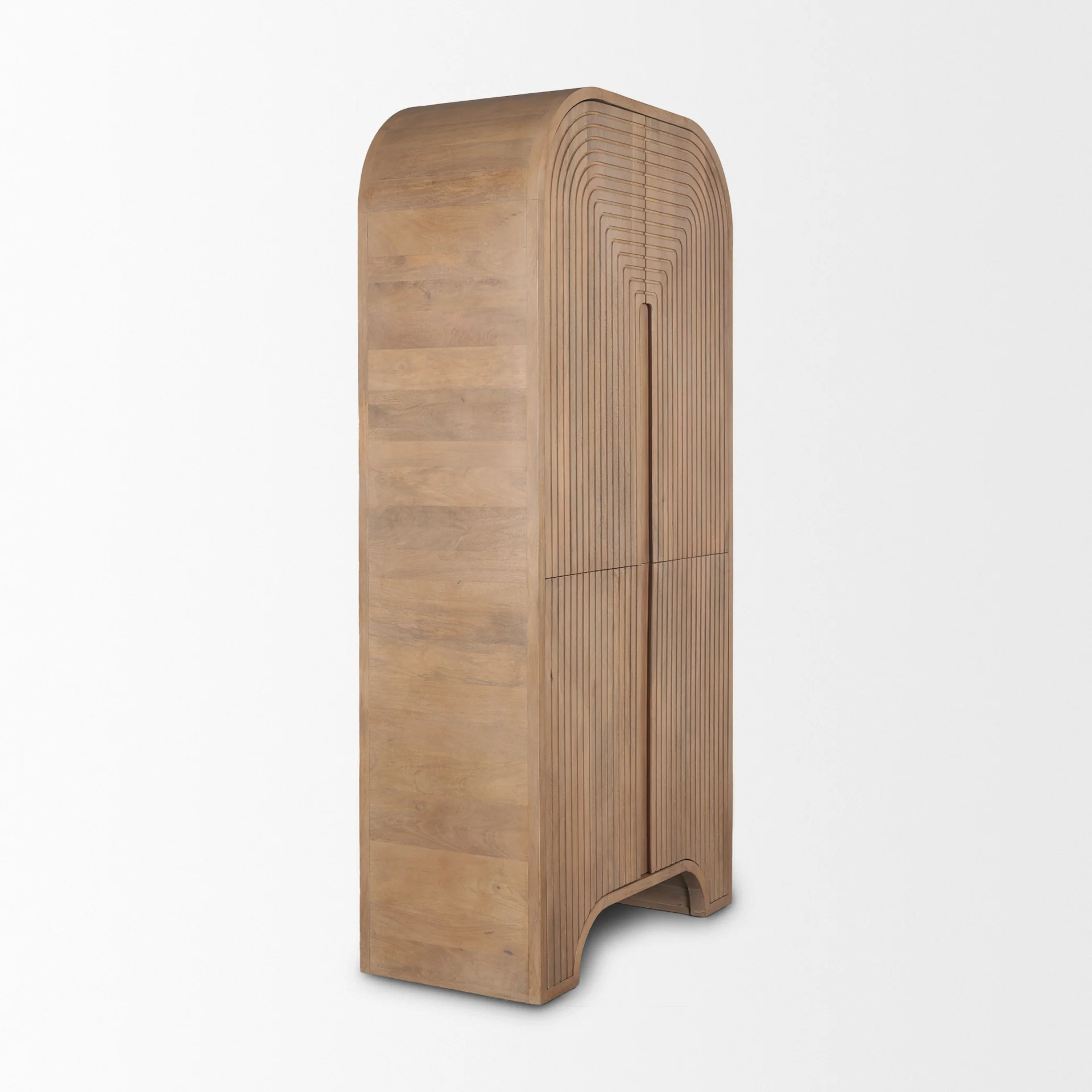 Arco Fluted Mango Wood Curio Cabinet - Image 4