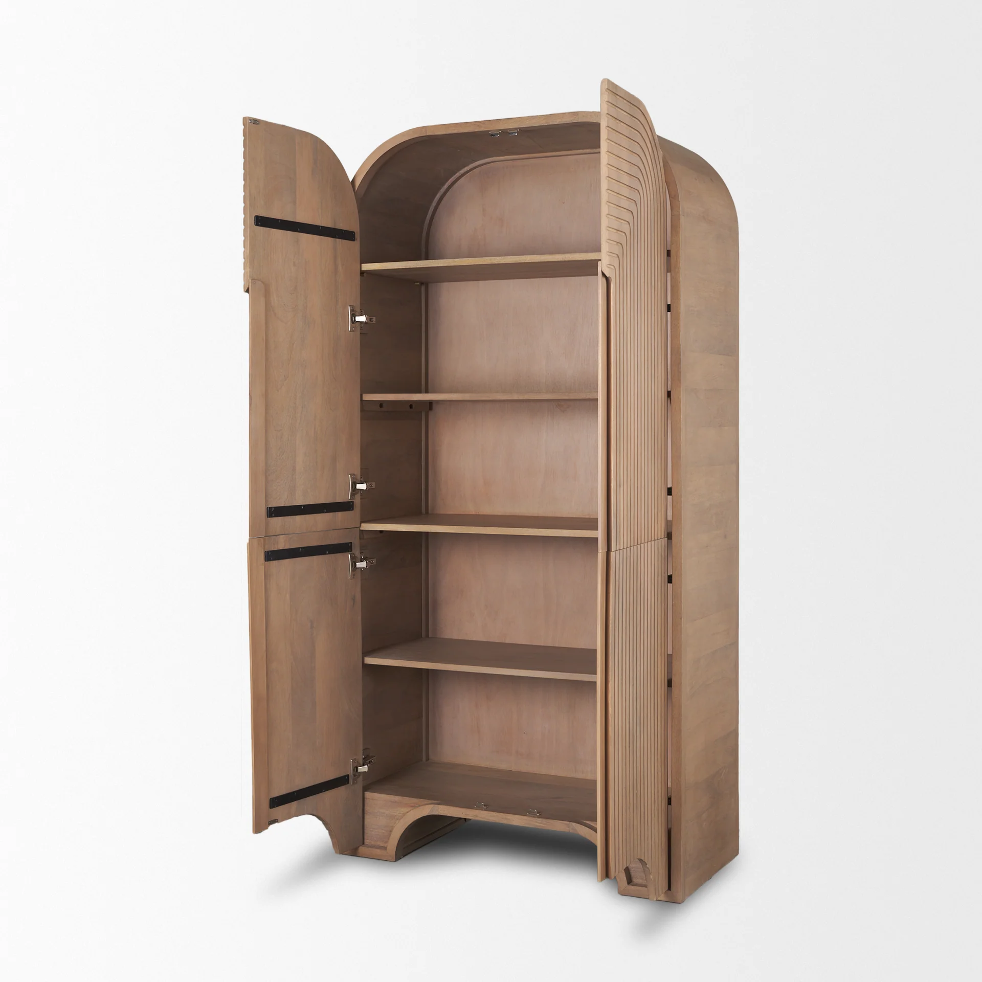 Arco Fluted Mango Wood Curio Cabinet - Image 7