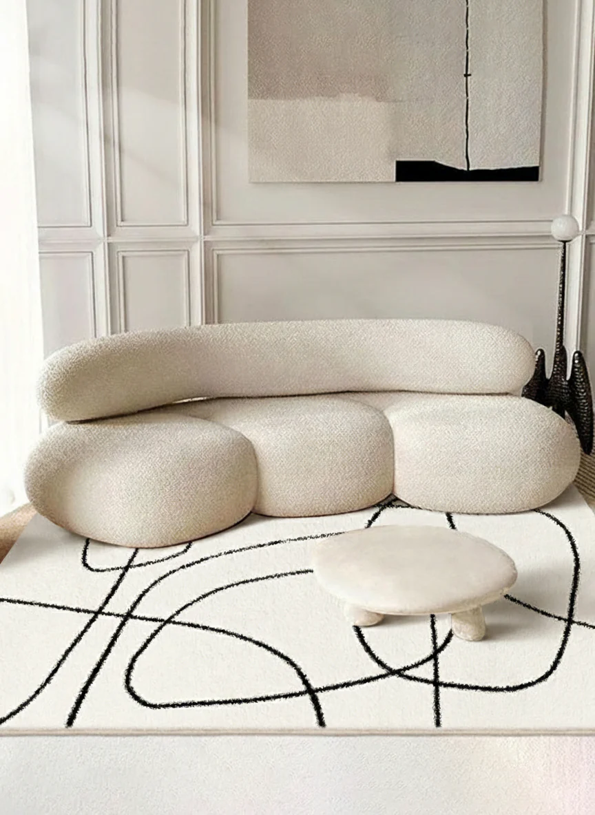 Eclipse Black and White Abstract Rug - Image 3