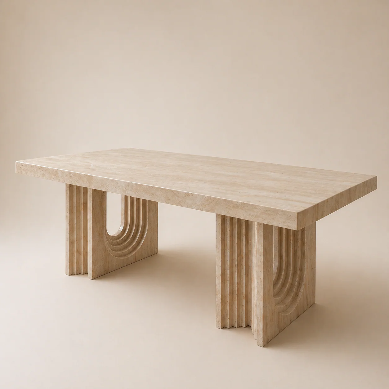 Caden Natural Travertine Dining Table - Image 3