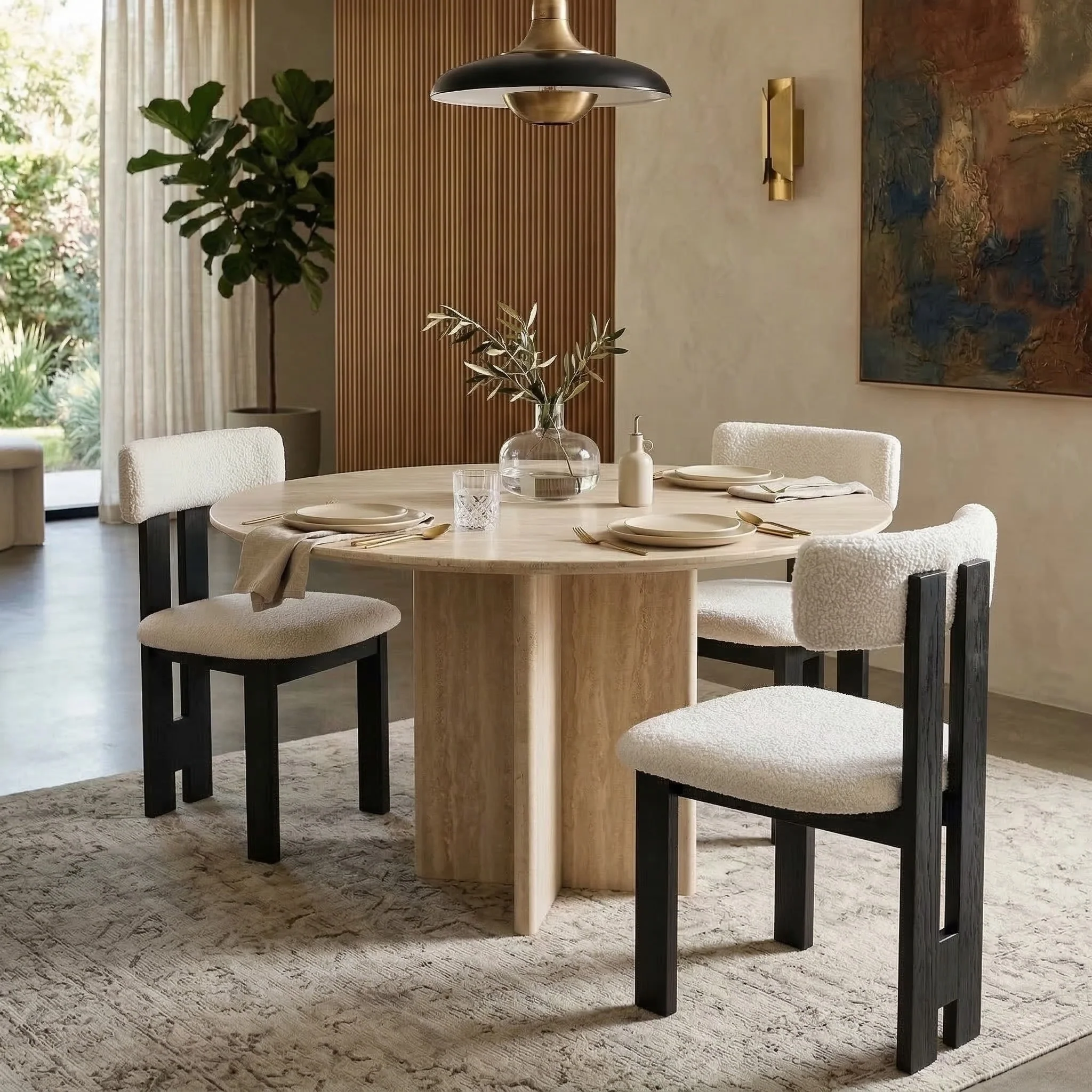 Bouclé Ash Wood Dining Chair (Set of 2) - Image 6