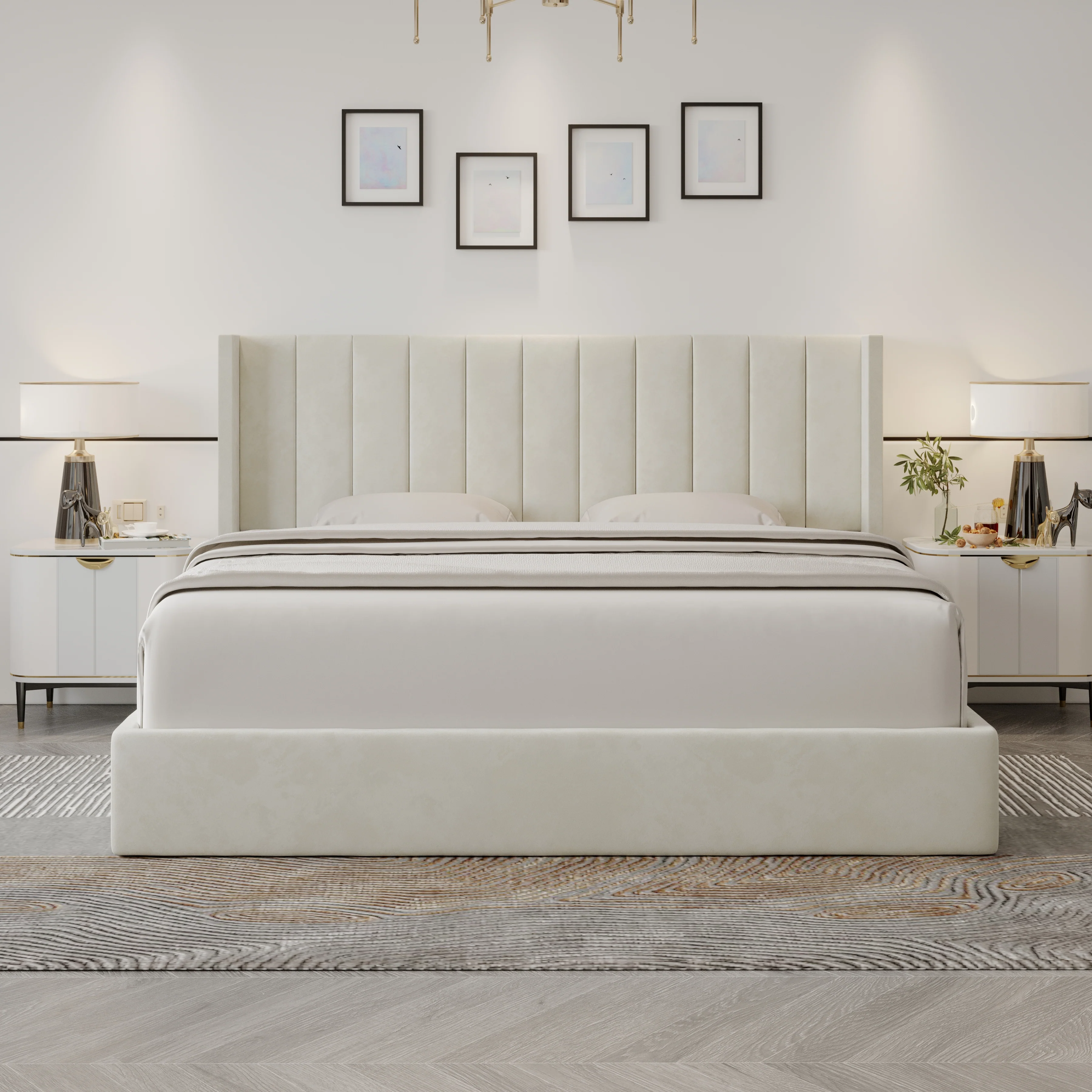 Plush Velvet Storage Bed (Double/Queen/King) - Image 3