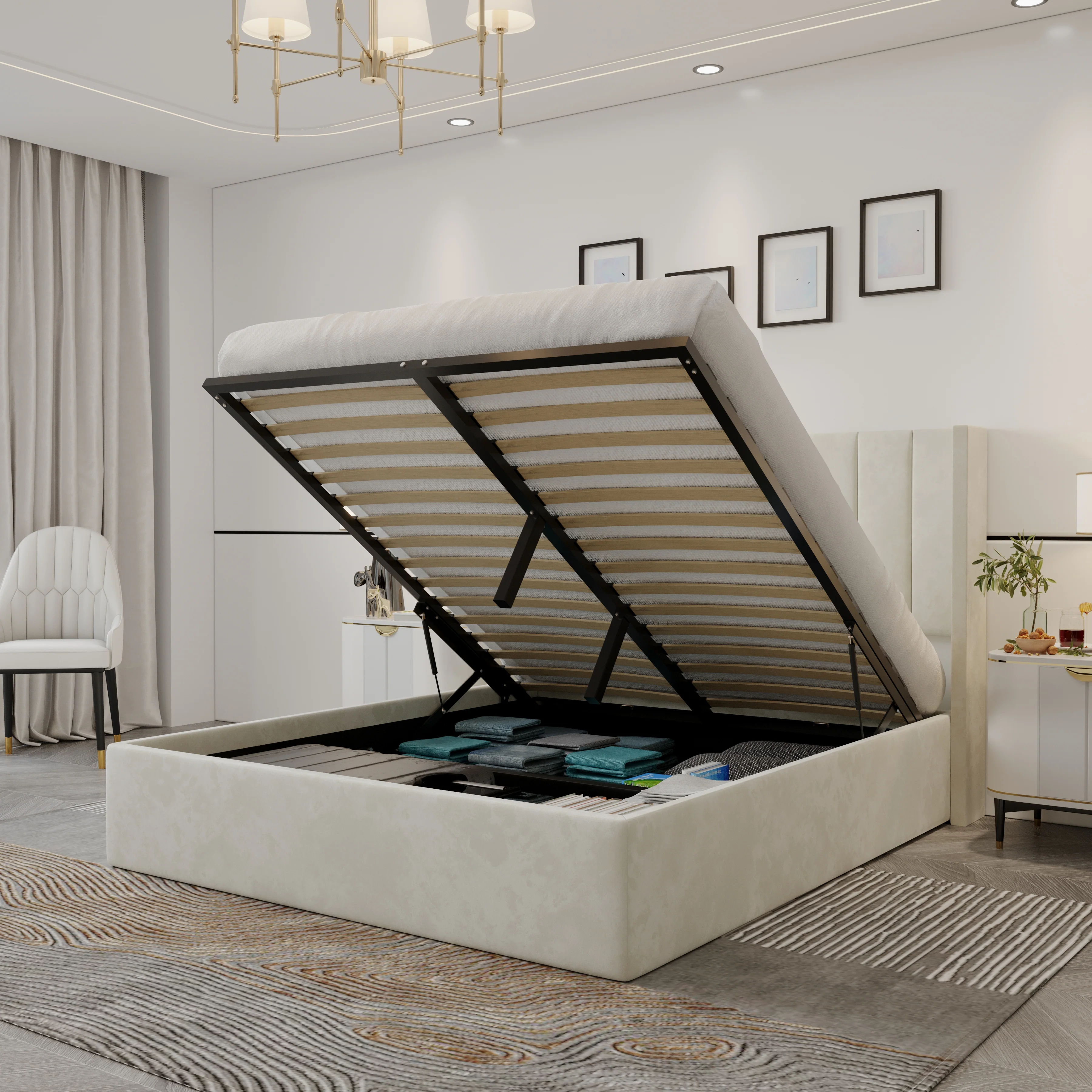 Plush Velvet Storage Bed (Double/Queen/King) - Image 5