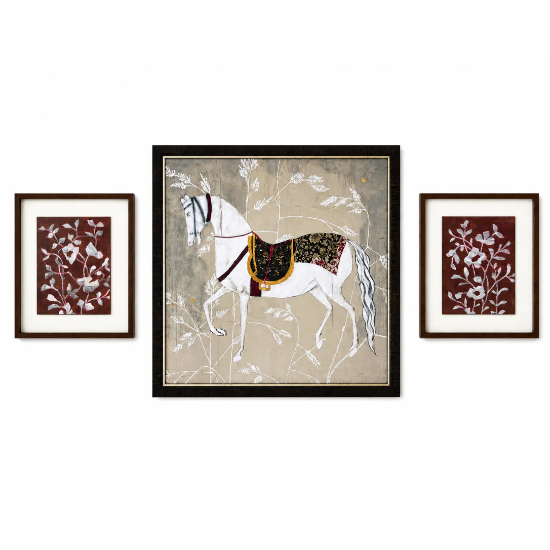 Equestrian Elegance Framed Linen Art - Image 2