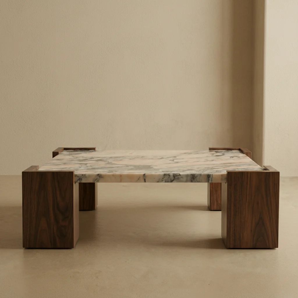 Luca Marble & Walnut Coffee Table - Image 4