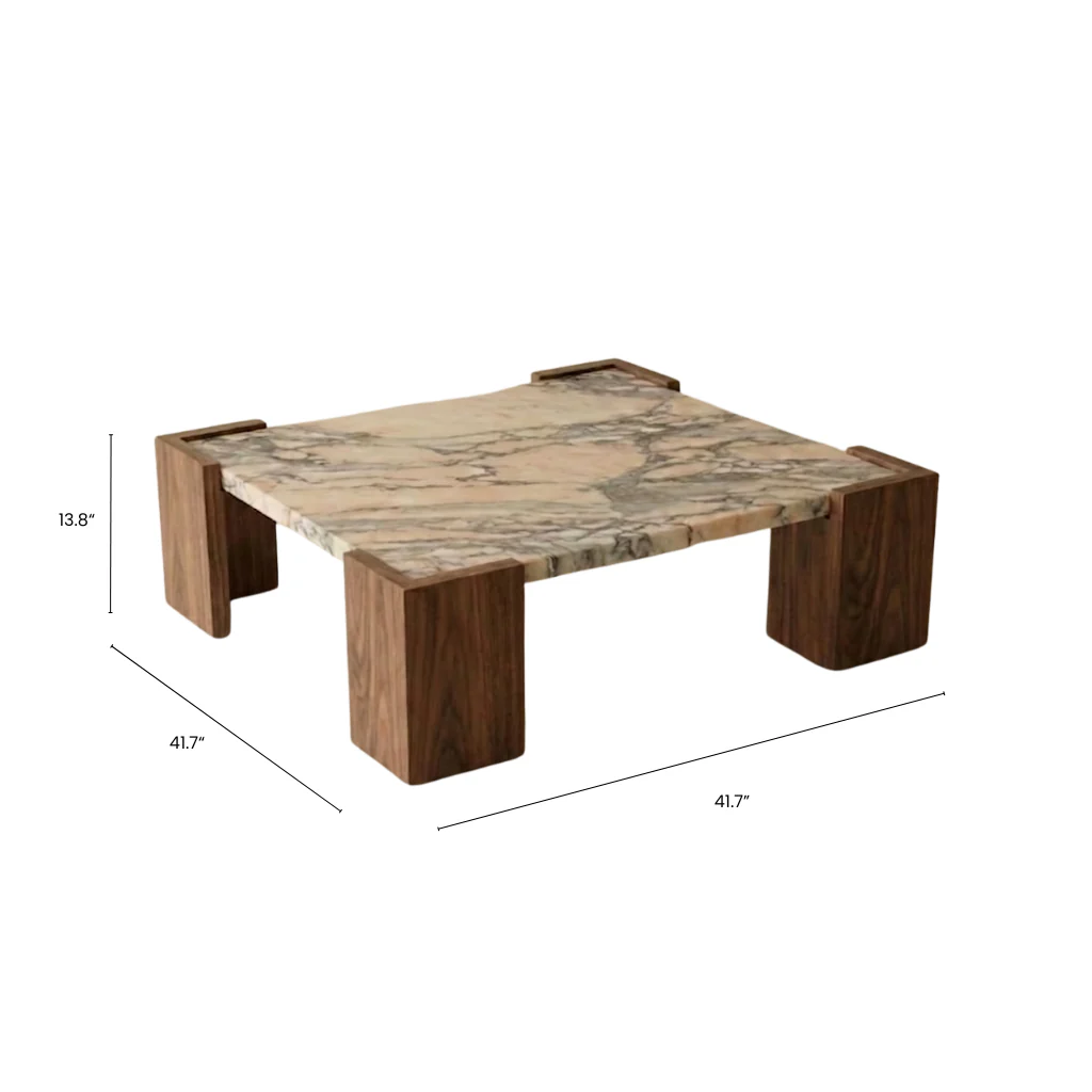 Luca Marble & Walnut Coffee Table - Image 5