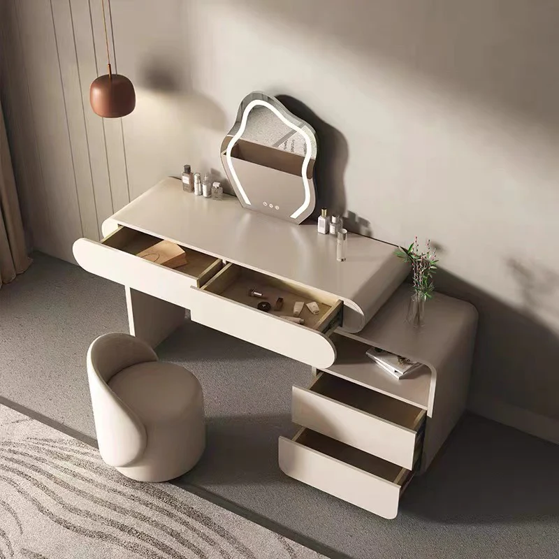 Luxury Vanity Set with Cabinet, Adjustable Brightness Mirror and Stool - Image 3