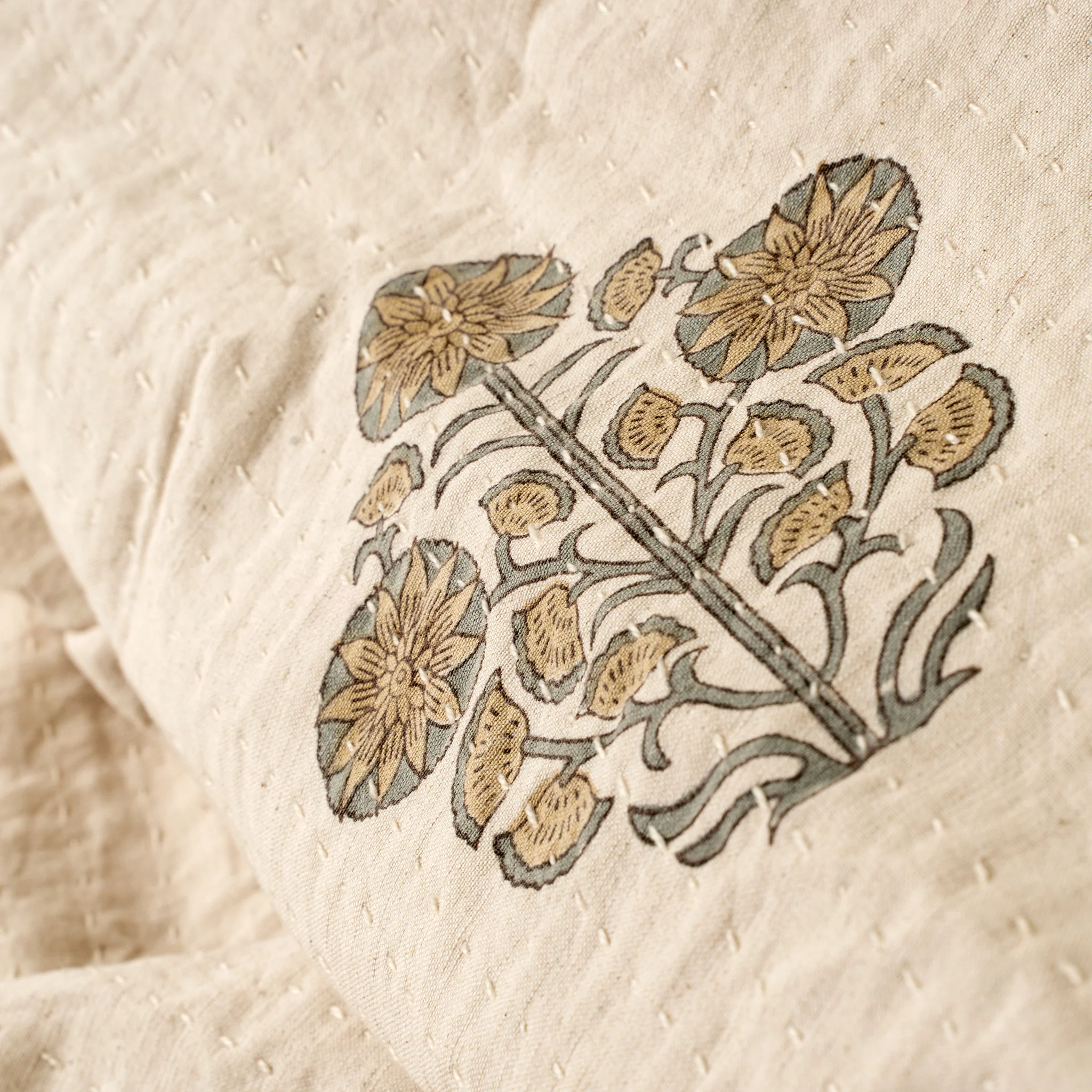 Marigold Kantha Bed Blanket - Image 3