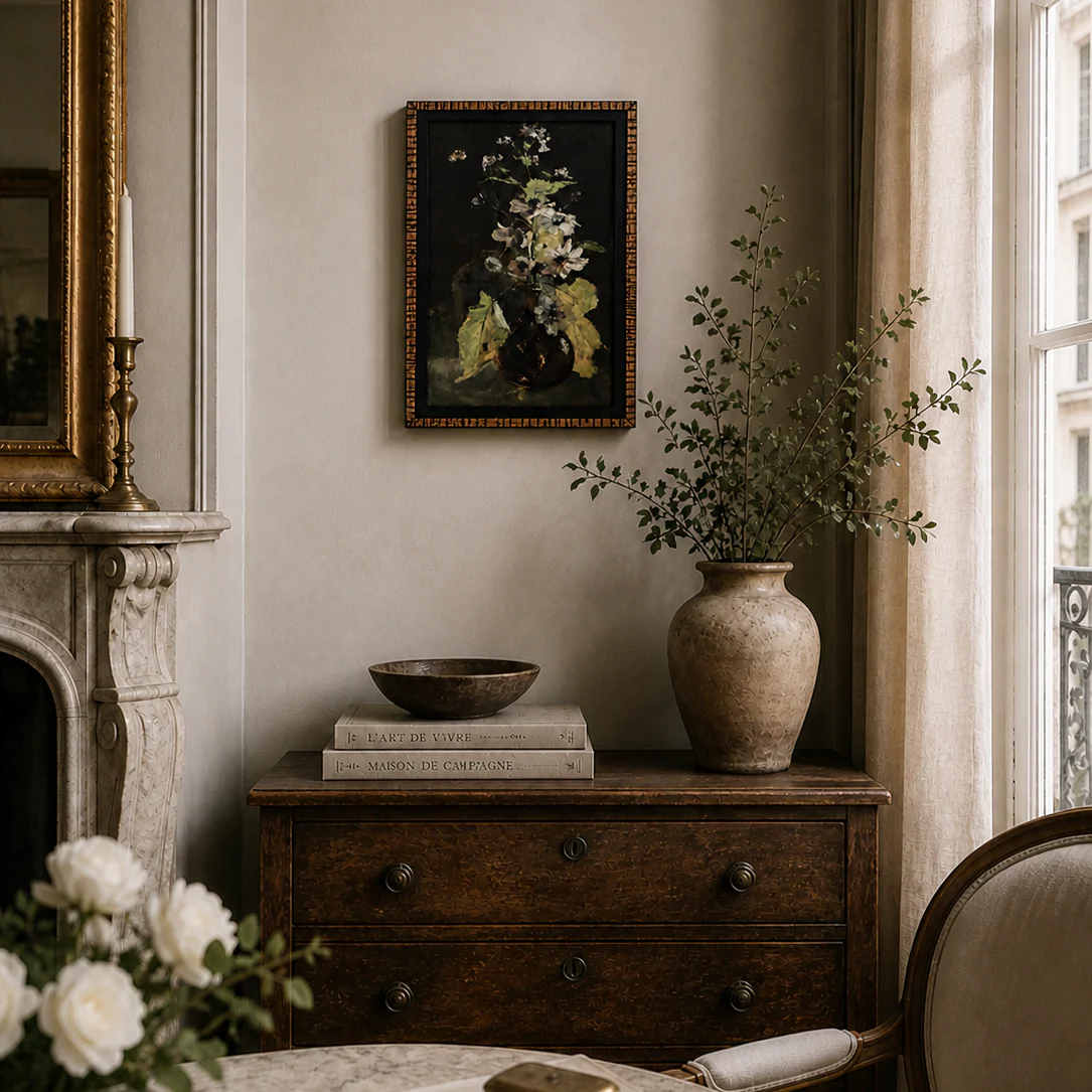 Midnight Bloom Framed Linen Art - Image 2