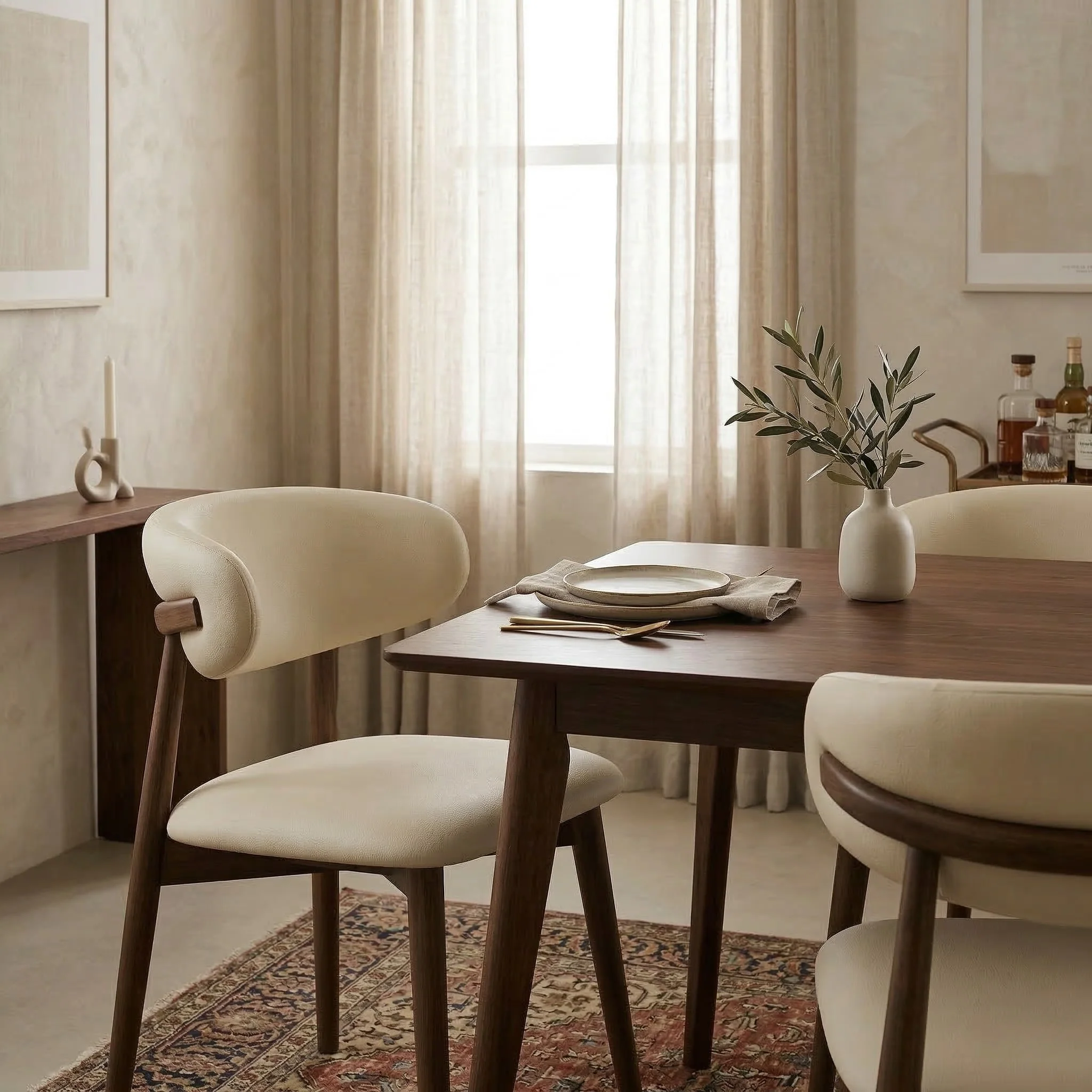 Modern Leather Ash Wood Dining Side Chair (Set of 2) - Image 3
