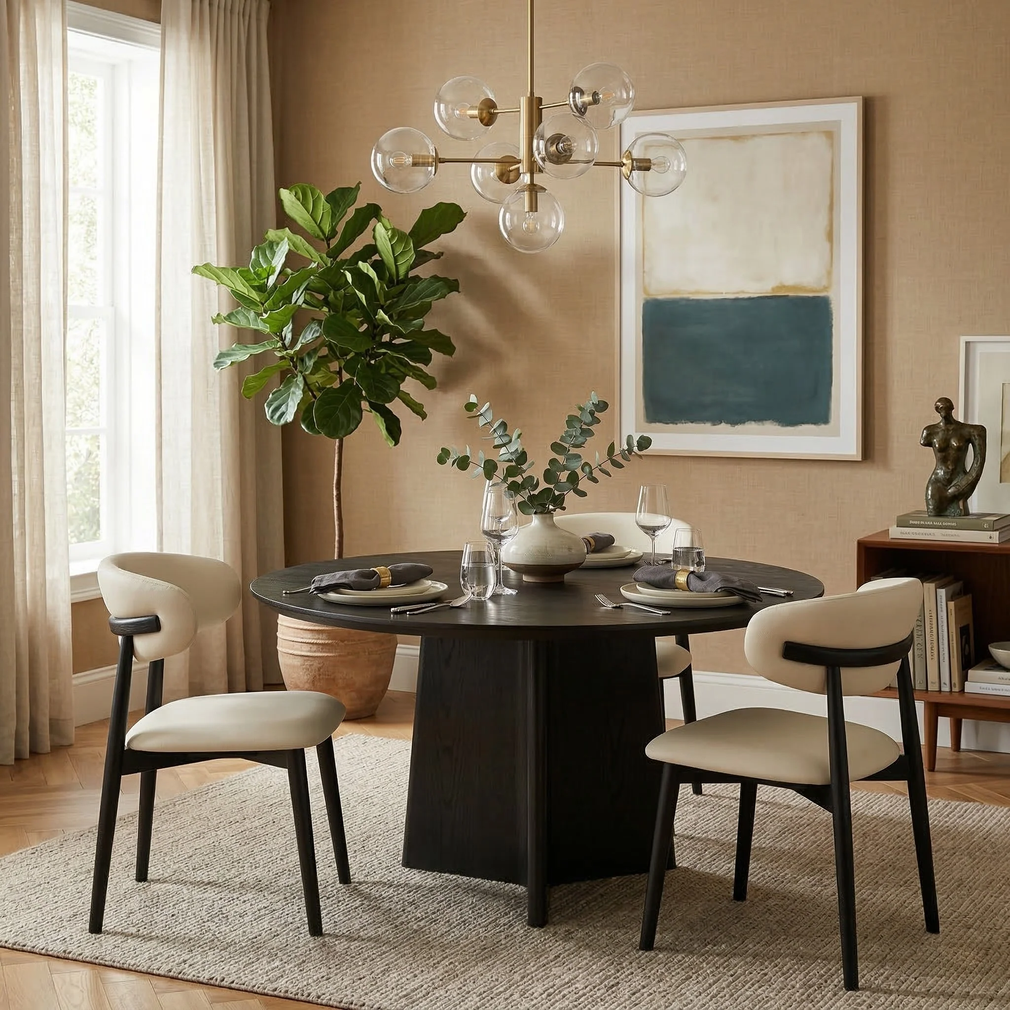 Modern Leather Ash Wood Dining Side Chair (Set of 2) - Image 7