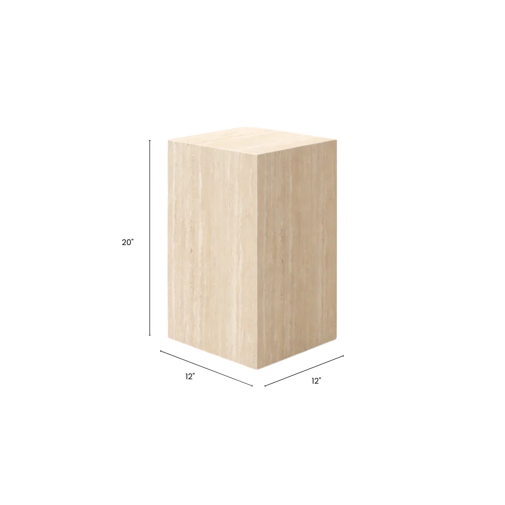 Mono Travertine Tall Side Table - Image 4