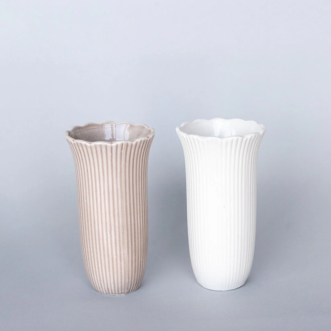 Odile Scalloped Porcelain Vase Large - Image 3