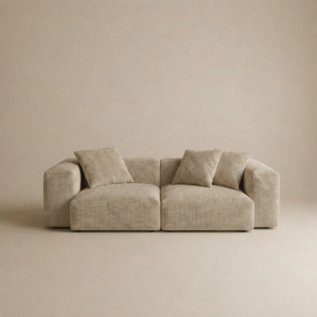 Plush Corduroy Modular Sofa - Image 5