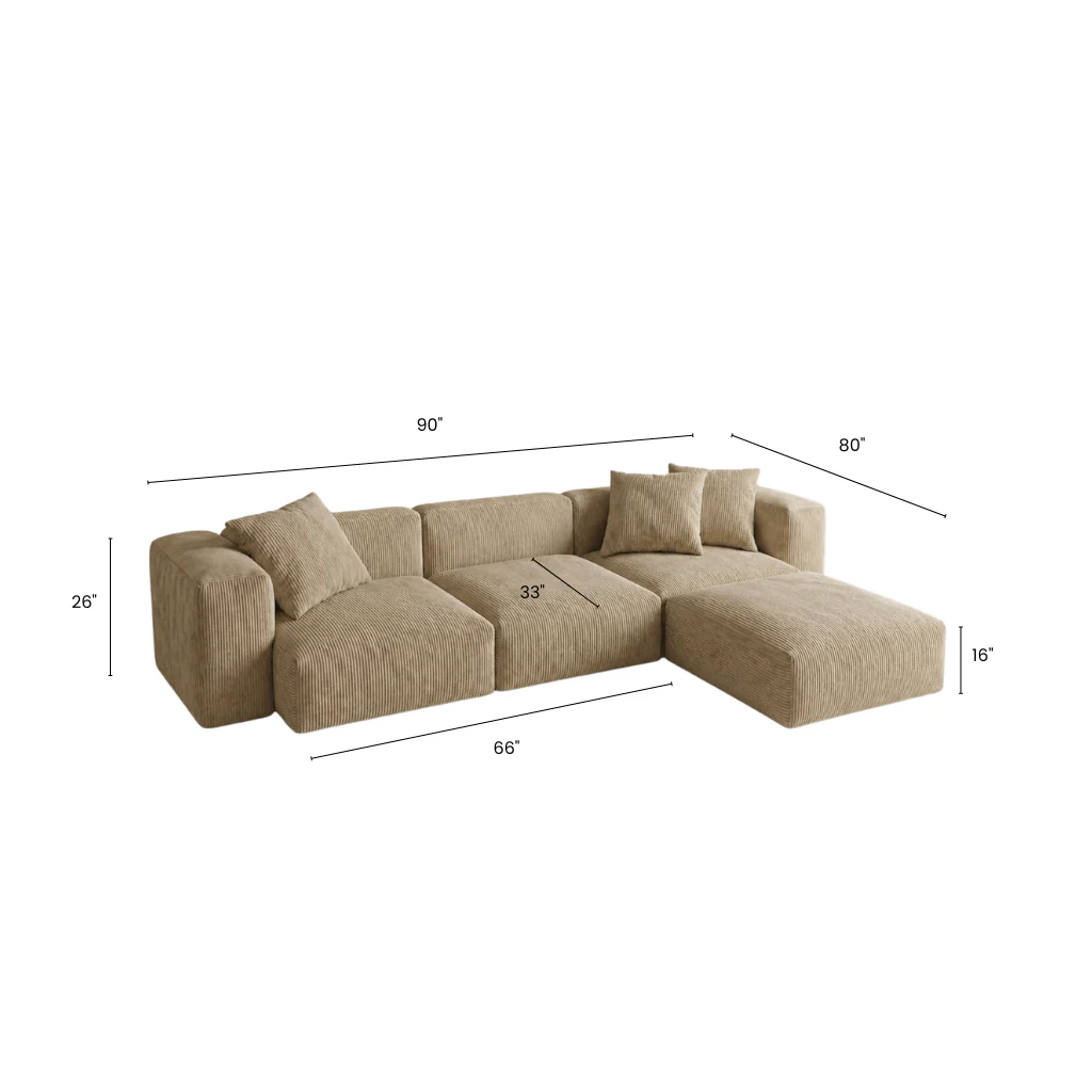 Plush Corduroy Modular Sofa - Image 6