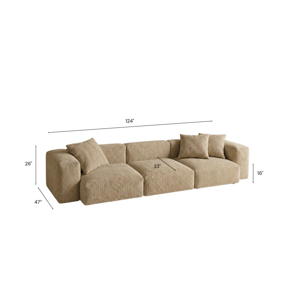 Plush Corduroy Modular Sofa - Image 7