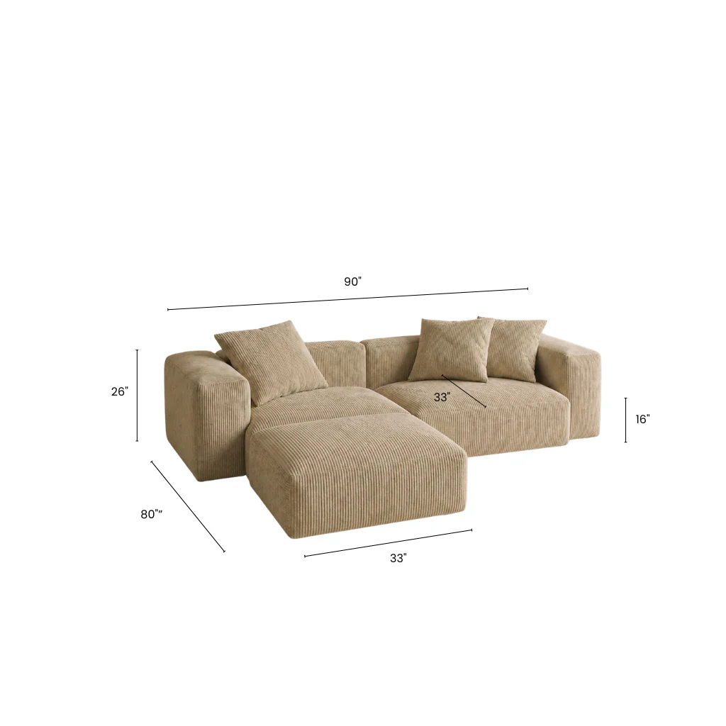 Plush Corduroy Modular Sofa - Image 8