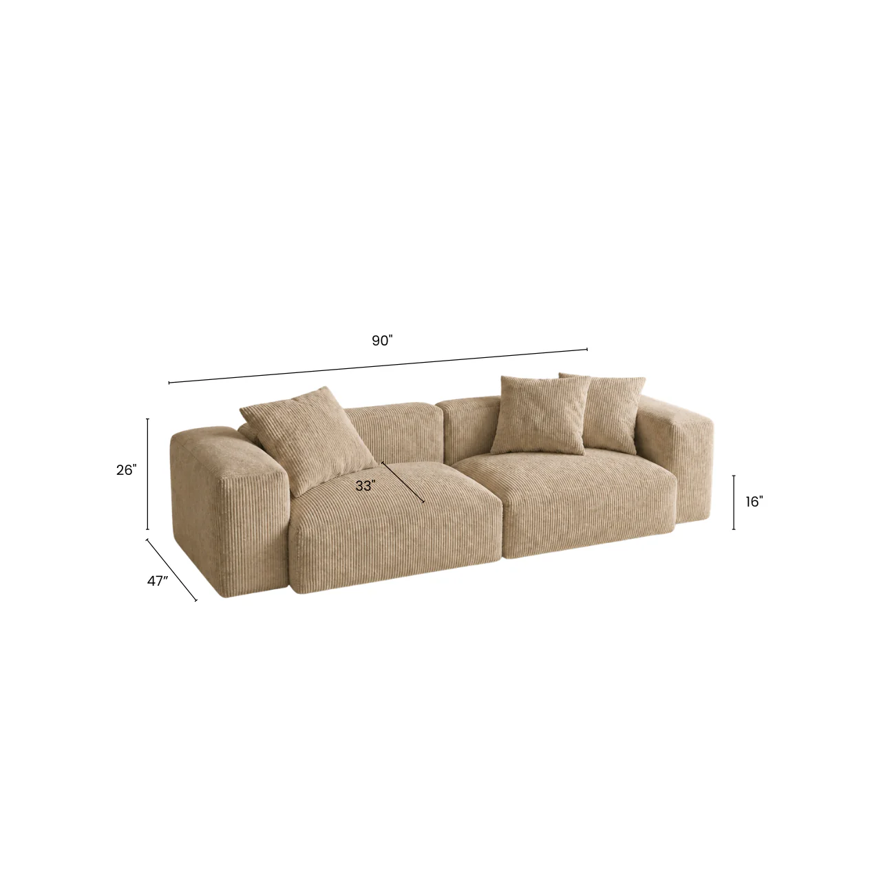 Plush Corduroy Modular Sofa - Image 9