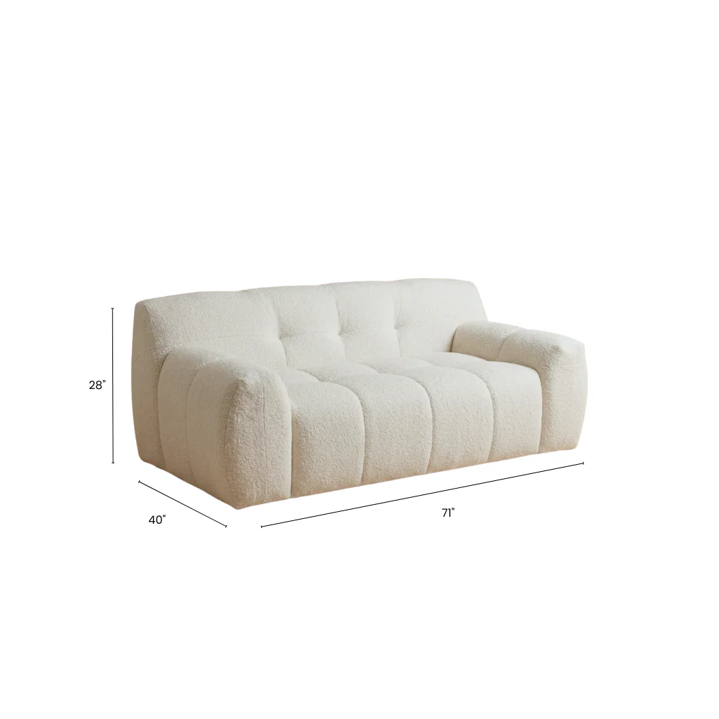 Two Seater Cream Gummy Sofa - Image 8