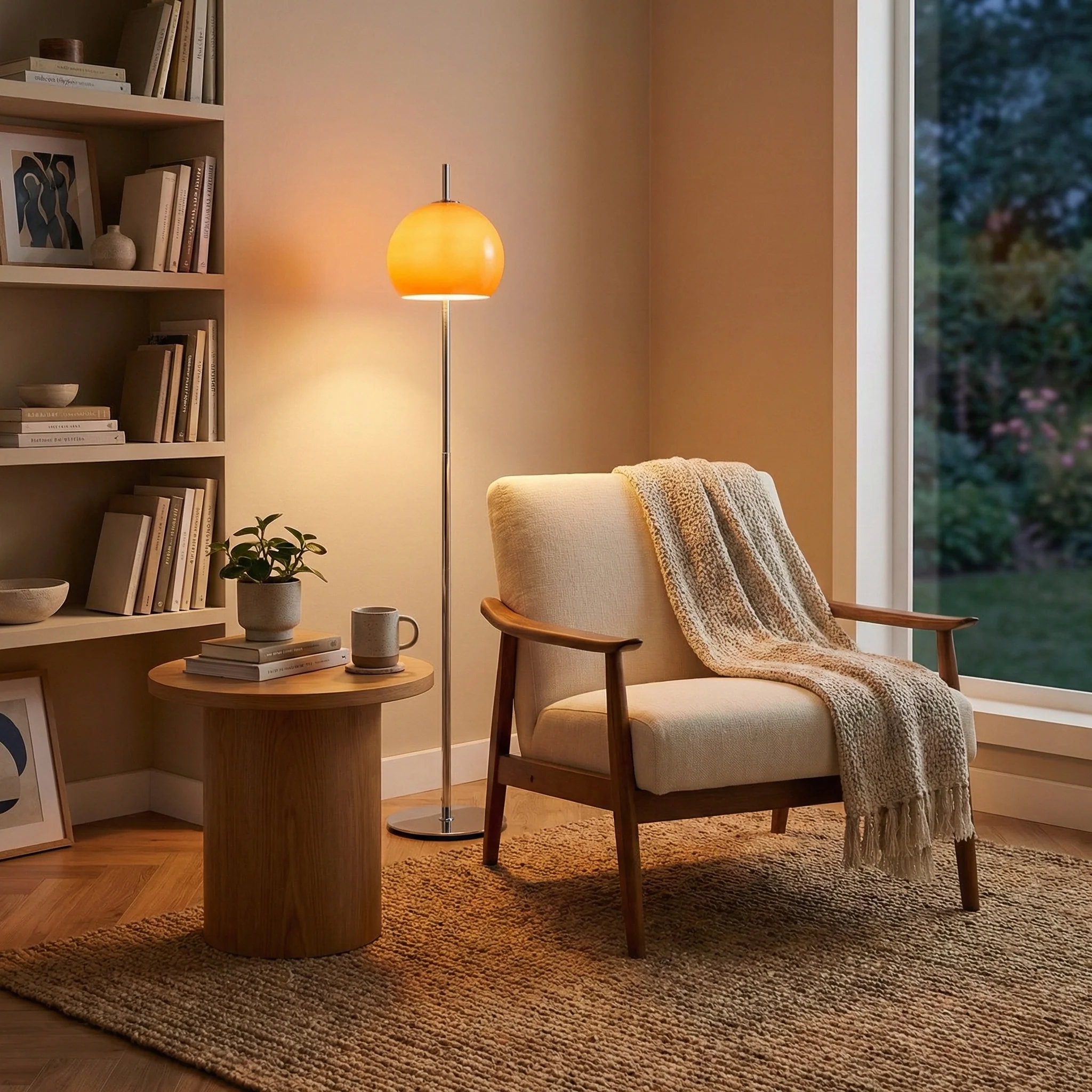 Yellow Dome Glass Standing Floor Lamp - Image 3