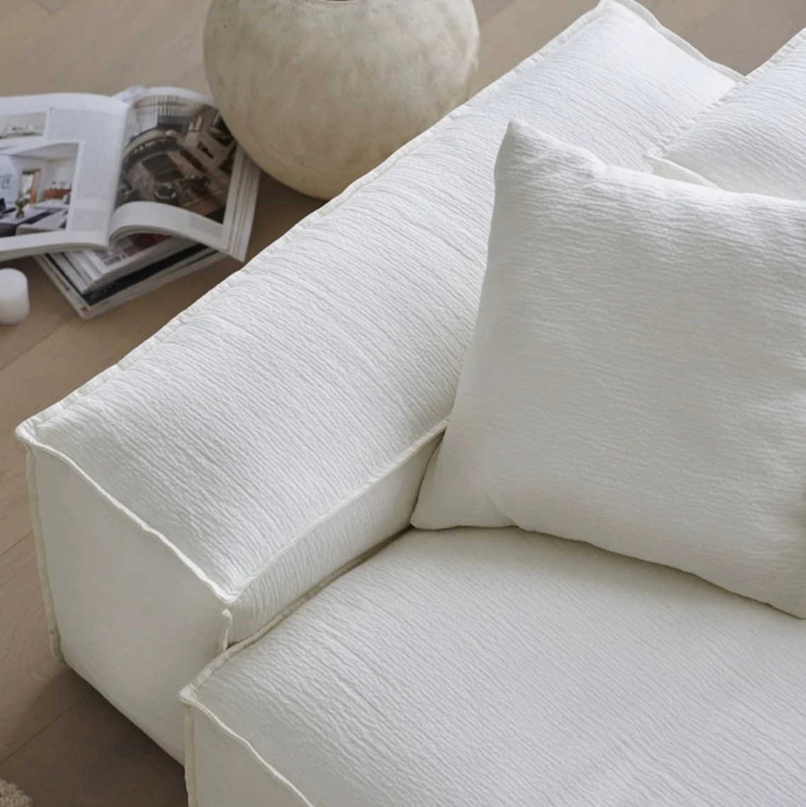 Whisper Breathable Cotton Sofa Three Seater with Right Chaise 119" - Image 5