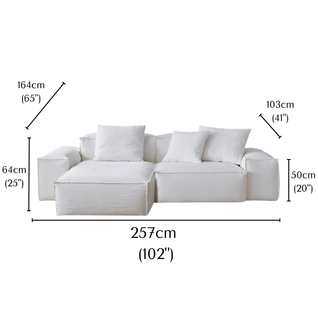 Whisper Breathable Cotton Sofa Two Seater with Right Chaise (Floor Model Sale) - Image 4