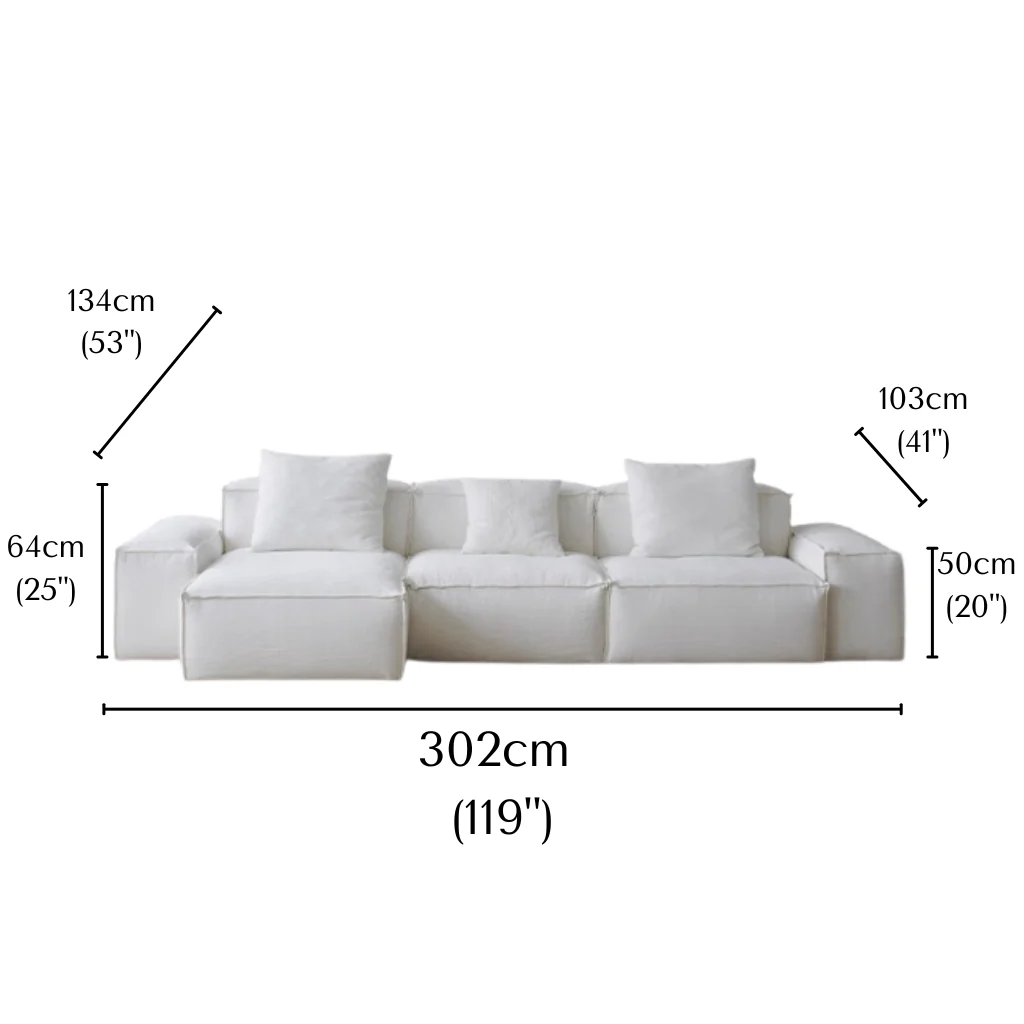 Whisper Breathable Cotton Sofa Three Seater with Right Chaise 119" - Image 6